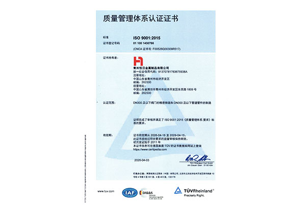 ISO9001中文证书